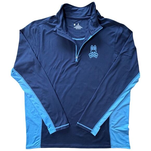 Psycho Bunny Men’s Navy 1/4 Zip Performance Pullover Shirt L - Picture 1 of 3